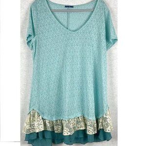 Aster Blue Lace Layered Look Tunic Top Size 2xl
